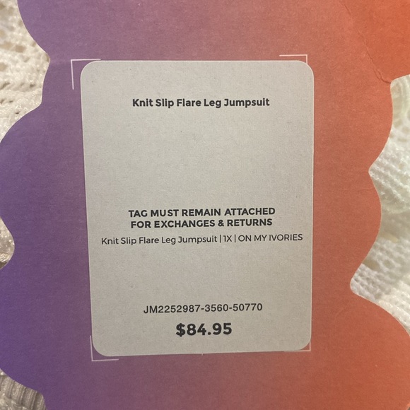 Yitty off white knit flare leg jumpsuit, size 1X, NWT. - Picture 14 of 16